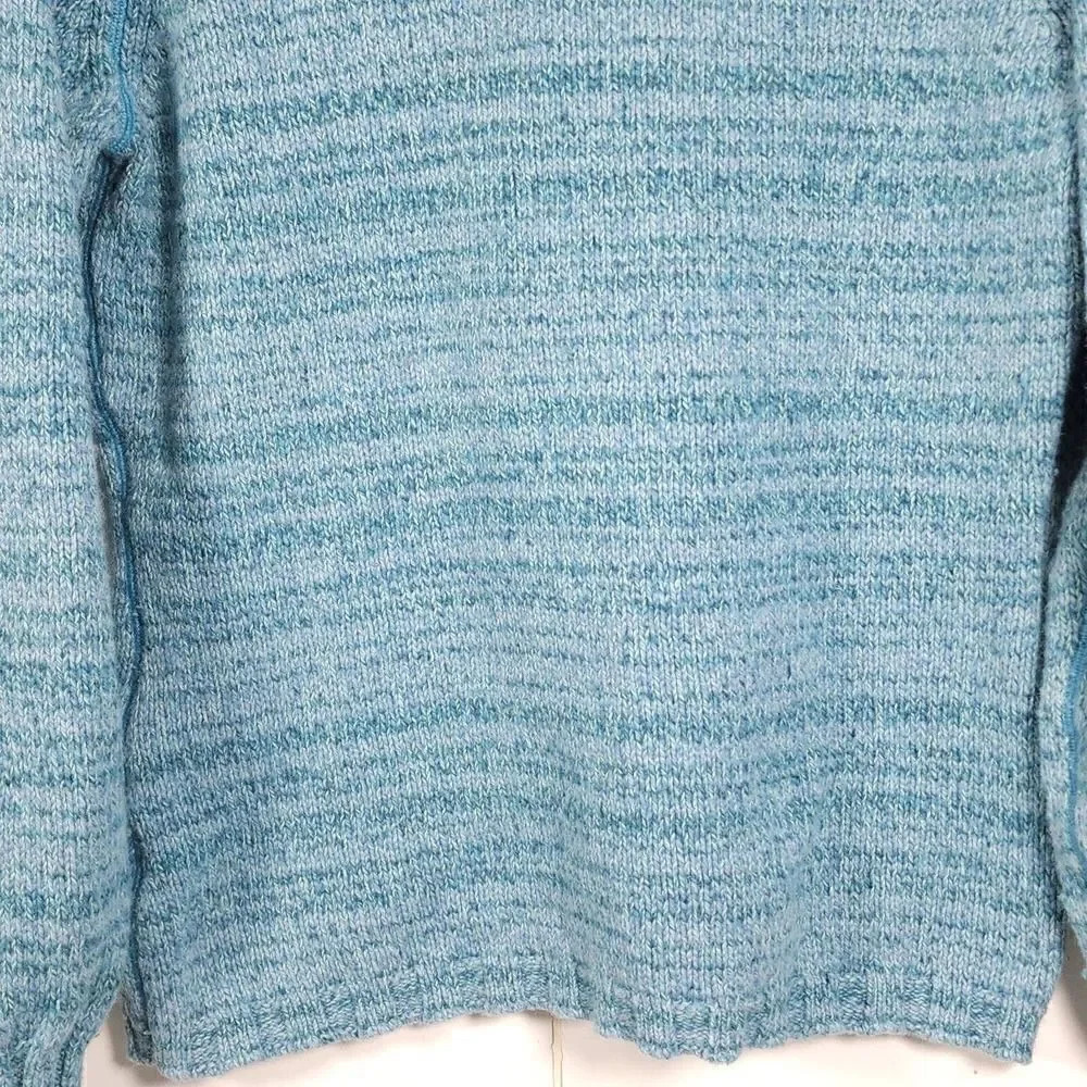 Woolrich Women's Sz M Blue Ramie Cotton Wool Blend Knit 1/4 Zip Sweater Pullover - Picture 8 of 10